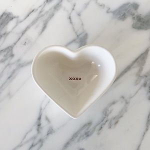 Pottery Barn white heart-shaped candy dish